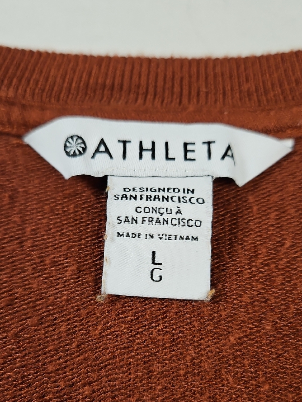 Athleta Sunrise V Neck Sweatshirt, Size Large, Color Is Rust/Brown - Picture 9 of 14
